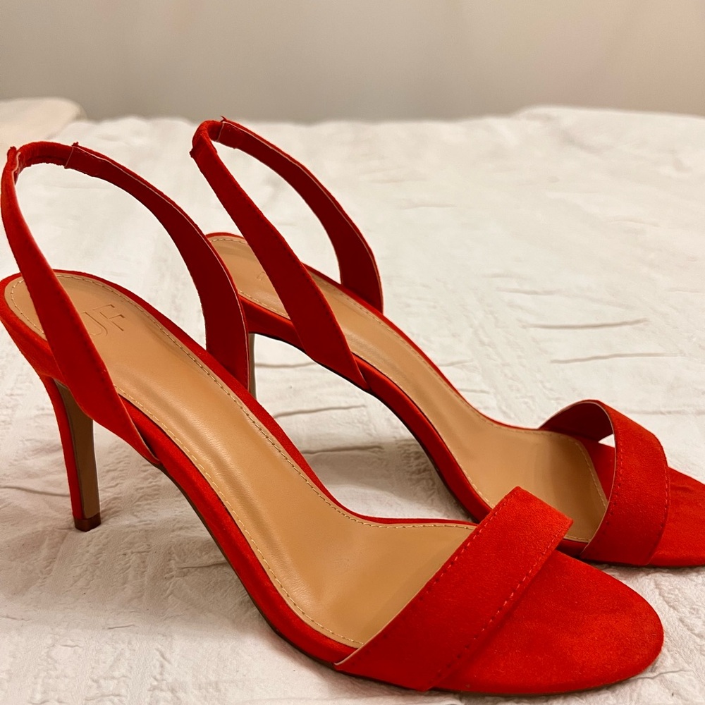 Never worn!  Just Fab red sling back heels, size 10